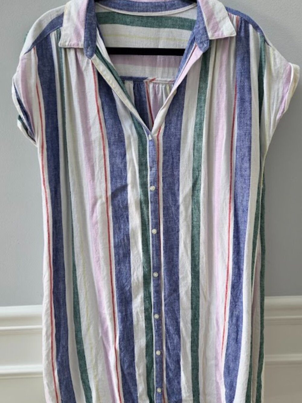 Collared Striped Shirt Dress